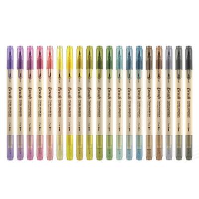 China Cute Dreamy Color Outline Parks Highlight Markers Gift Cards Drawing Writing Parks Two Line Pen for sale