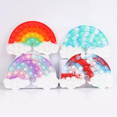 China Softly 2022 New Kids Sensory Sensory Toys Stir Noises Tube Person Toys Set Rainbow Shape Push Pops Bubbles for sale