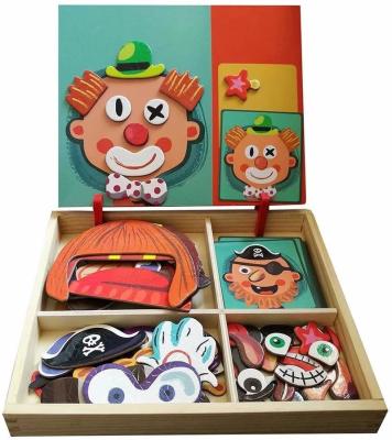 China Safety Puzzle Toy Toddler Craft Toys Educational Wooden Travel Puzzle Games Double Sided Magnetic Easel For Kids for sale