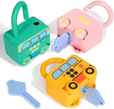 China Safe's First Key and Lock Toy Montessori Educational Toy Matching Counting Locks First Preschool Learning Baby Toy Cars for sale