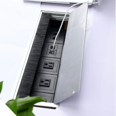 China Contemporary Aluminum Quadrilateral Cable Management Cabinet Desktop Workstation Cable Passage Outlet Box for sale