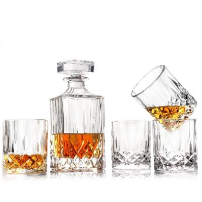 Китай Fashioned High Quality Crystal Oxford Glass Whiskey Decanter with 4 glasses Whiskey Decanter Set продается