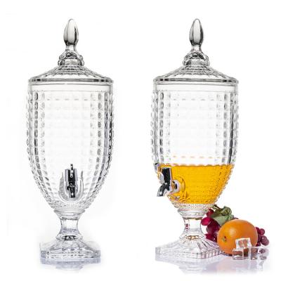 China Luxury lead-free crystal glass 5L glass juice beverage dispenser with tap zu verkaufen