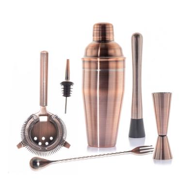 China Stainless Steel Cocktail Kit Shaker Mixer Drink Bartender Antique Copper Barware Set zu verkaufen