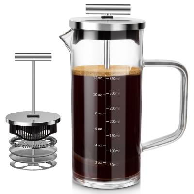 중국 Wholesale Transparent OEM High Borosilicate French Press Coffee Maker Simple Design Classic French Press Coffee 판매용