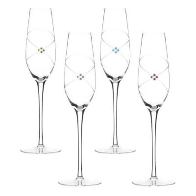 China Diamond Decoration Custom Personalized Clear Champagne Flutes Glass Gifts en venta