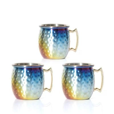 China Hot Sell 65ml Moscow mule mug cocktail hammer rainbow-plated cup zu verkaufen