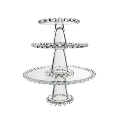 China 1-3 cake stand set  eco-friendly lead-free crystal transparent dome glass cake stand à venda