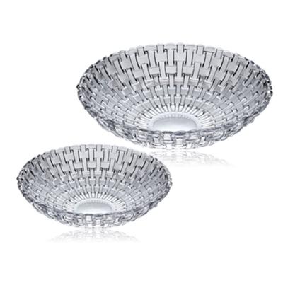 China Classic Design Fruit Bowl Salad Bowl Woven Collection Clear Weave Glass Bowl with L/S Sizes Te koop