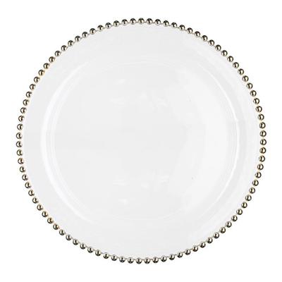 Cina Pearl Round Gold Decoration Glass Charger Plate for Wedding Dinnerware Glass Plate in vendita