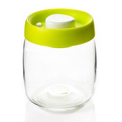 China Wholesale Vacuum Jar Food Storage Canister Transparent Borosilicate Glass With Color Lid for sale