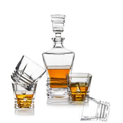 China Bleifreier Crystal Whiskey Decanter And Glass stellte Weinlese-Whisky-Dekantiergefäß-Satz ein zu verkaufen