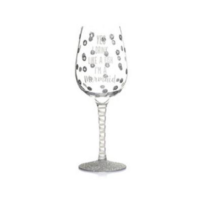 중국 Custom Pattern Unique Shape 404ml Glitter Polka Dot Stemware Glass Gift 판매용