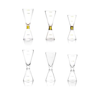 China Gold Rim Decorative Cocktail Bartender Kit, doppelter Kristall des Jigger-Satz-50ml zu verkaufen