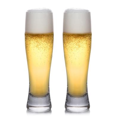 China vidrio de cerveza hecho a mano de 398ml 13 onzas, vidrio claro de Pilsner con la parte inferior gruesa en venta