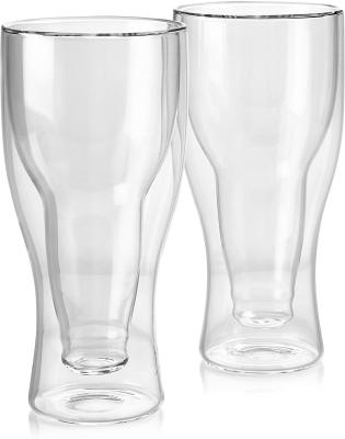 China Insulated Double Wall Beer Glass Mug , 350ml Beer Glasss For Holiday for sale