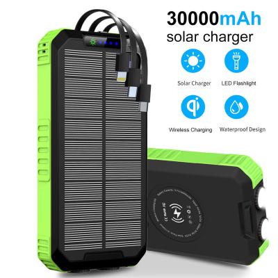 China Waterproof Portable Solar Panel Charging SOS Solar Power Bank With Fast Wireless Charger 30000mAh Solar Power Bank for sale