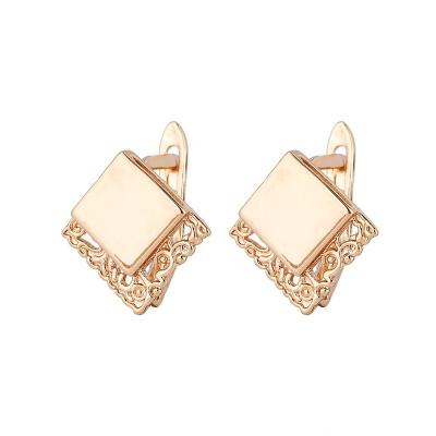 China 2023 New Environmental Friendly Sale 24K Gold Plated Brass Mini Square Design Female CZ Stud Earrings for sale