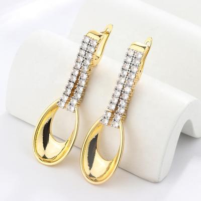 China Environmental Friendly Wholesale Price Negotiate Statement Jewelry Solid Copper Chunky Gold Plated 18K Circle Earrings for sale