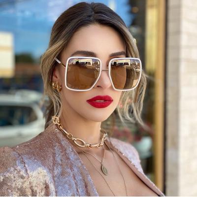 China 2021 High Quality New Designer Wild Frame UV400 Sunglasses Custom Trendy Big Fashion Trend Big for sale