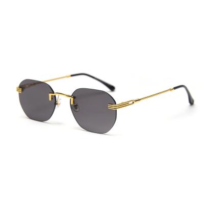 China Frame Street Hip Hop Fashion Sunglasses New Retro Color High Quality Small Metal Unisex Frameless Sun Glasses for sale