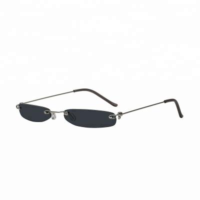 China 2019 fashion sunglasses vintage rectangle ultralight unisex model tiny rimless sunglasses small for sale