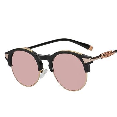 China Fashion Sunglasses Round Half Rose Lenses Metal Frame Sunglasses For Unisex Polarized Sunglasses for sale