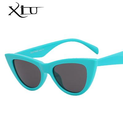 China Wholesale Fashion Small Color Plastic Frame Sunglasses China Turquoise PC UV400 Glass Cateye Sun Glasses for sale