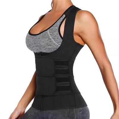 China 1011 Sustainable Women's Neoprene Sauna Shaper Sweat Vest Belts Waist Trainer Double Cincher Steel Body Shaper Vest for sale