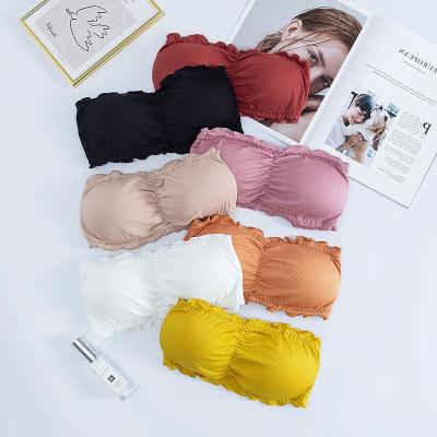 China 7041 New Fashion Women Pop Tube Bralettes Ladies Tube Top Wire Free Bra Strapless Backless Sexy Top Seamless Button Seamless Bra for sale