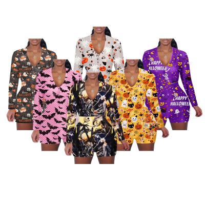 China 2004 QUICK DRY QUICK DRY Ladies Fashion Printing Halloween Pajamas Women Sexy Nightgowns Women Halloween Pajamas Onesis Sleepwear Tight Jumpsuit for sale