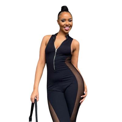 China 279 2021 New Coming and Use Mesh Contrast Full Length Women Sexy Jumpsuit Rompers for sale