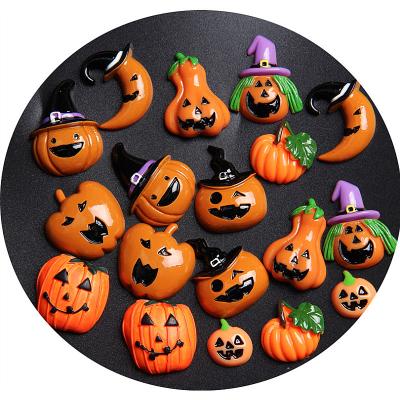 China Halloween Promotional Gifts Poly Product Pumpkins Charms With Movable Flower Resin Props for sale