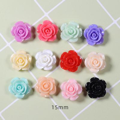 China Bulk Supply Europe 15MM Mini Flower Triple Mounted Resin Flat Back Cabochon For Phone Shell Embellishment for sale