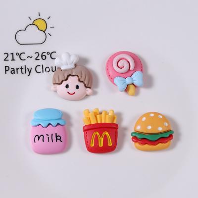 China China Kawaii Burger Fries Simulation Food Series Resin Flatback Cabochon Mud Charms For Diy Kids Jewelry Accessory for sale