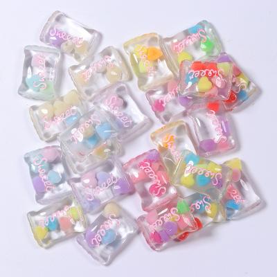 China China Popular Candy Clear Resin Kawaii Flat Back Cabochon Charm For DIY Craft Scrapbooking Mud Charm for sale