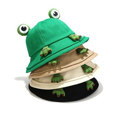 China High Quality Wholesale Character Summer Cartoon Fisherman Hat Custom Design Cotton Frog Bucket Hat for sale