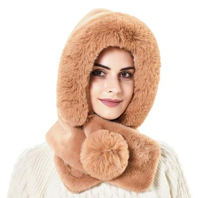 China JOINT Custom Branded Designer Winter Pom Pom Beanie Warm Hats And Scarf For Women for sale