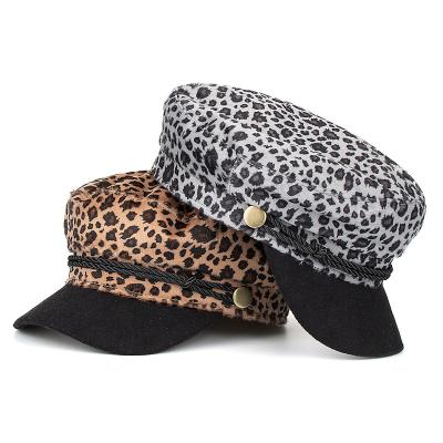 China Casual wholesale custom high quality leopard print luxury fashion beret cap hat for women for sale