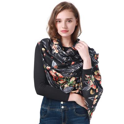 China Wholesale Custom Designer Luxury Women Cotton Fashion Floral Shawls And Scarves for sale