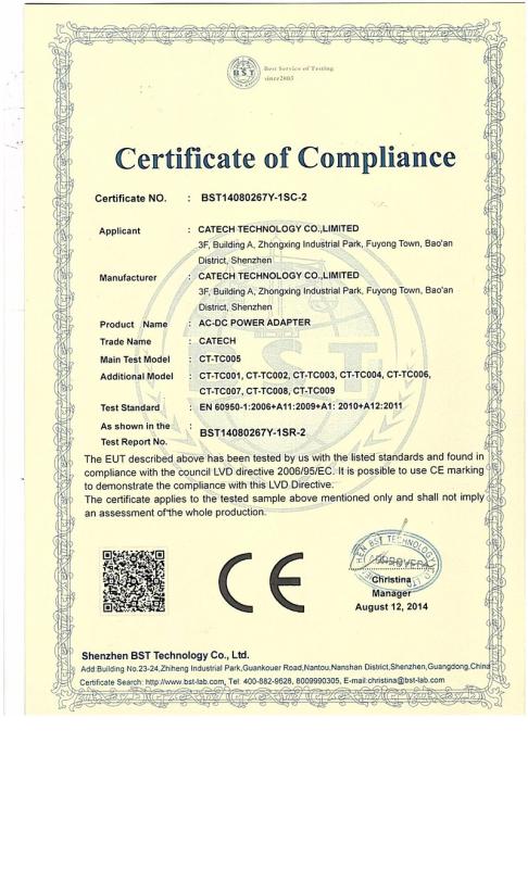 CE - Shenzhen Catech Technology Co., Limited