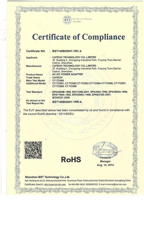 RoHS - Shenzhen Catech Technology Co., Limited