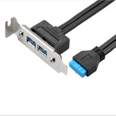 China Convenient DUAL USB 3.0 Female With Panel To 20 Pin Panel Bracket Cable for sale