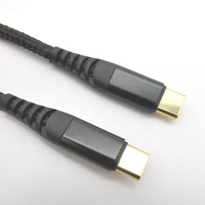 China Gold Plated Quick Charging Nylon Braid Type C To Type C Quick Charging Cable PD 60w for sale