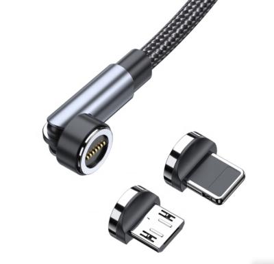 China Magnetic Charging 540 Degree Rotation Mobile Phone USB Cable USB 3 In 1 Magnetic Data Transfer Cable for sale