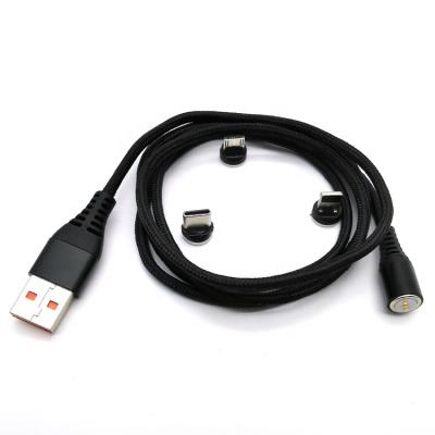 China Convenient 1M 3A 3 IN 1 Typc C Usb Mobile Phone Nylon Braided Micro USB Cable Led Quickly Charging Magetic Usb Cable for sale