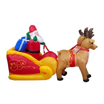 China Party Halloween Carnival Christmas Inflatables Santa Claus Santa on Sleigh with Reindeer and Gift Boxes Blow Up Outdoor Yard for sale