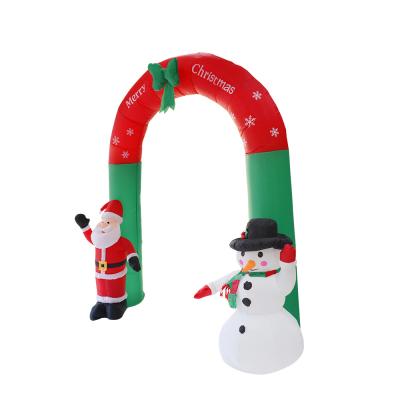 China Party Halloween Carnival 2.4M Christmas Inflatable Archway Decorations Christmas Inflatable Arch with Cute Santa and Snowman Explosion Archway for Christmas for sale