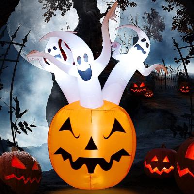 China Party Halloween Carnival Inflatable Halloween Ghosts With Pumpkin LED Halloween Decorations Explosion Indoor Outdoor Ghosts With Pumpkin Inflatable for sale