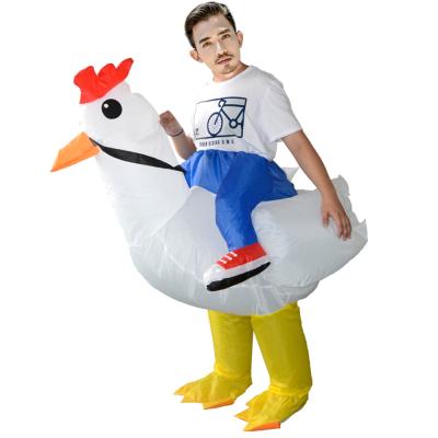 China White Inflatable Costume Party Blow Up Rooster Costumes Chicken Cosplay Halloween Costume Jumpsuit Party for sale